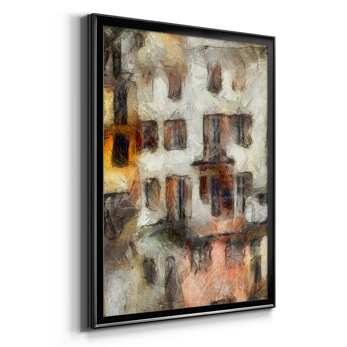 Stacked Houses III - Modern Framed Canvas Print