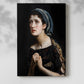 Canvas art print of a powerful figure with emotional presence and strong contrast with a soft shadow on a white background.