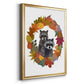 Raccoons Autumn Leaf Wreath - Modern Framed Canvas Print