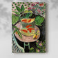 Canvas art print of a bright composition with fish and decorative surroundings with a soft shadow on a white background.