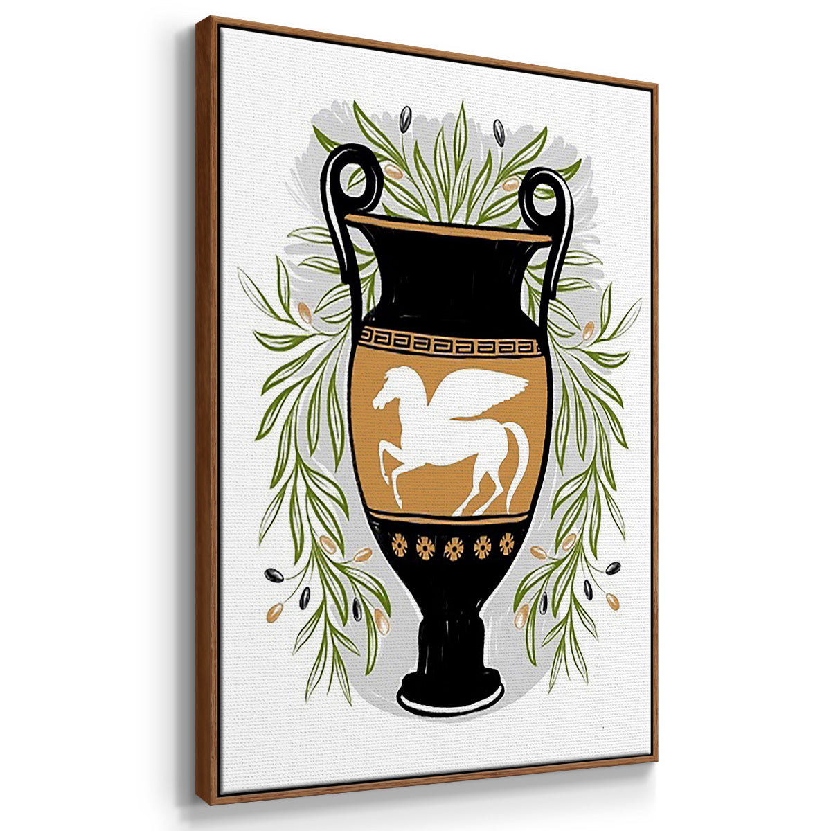 Greek Vases I - Framed Premium Gallery Wrapped Canvas L Frame 3 Piece Set - Ready to Hang