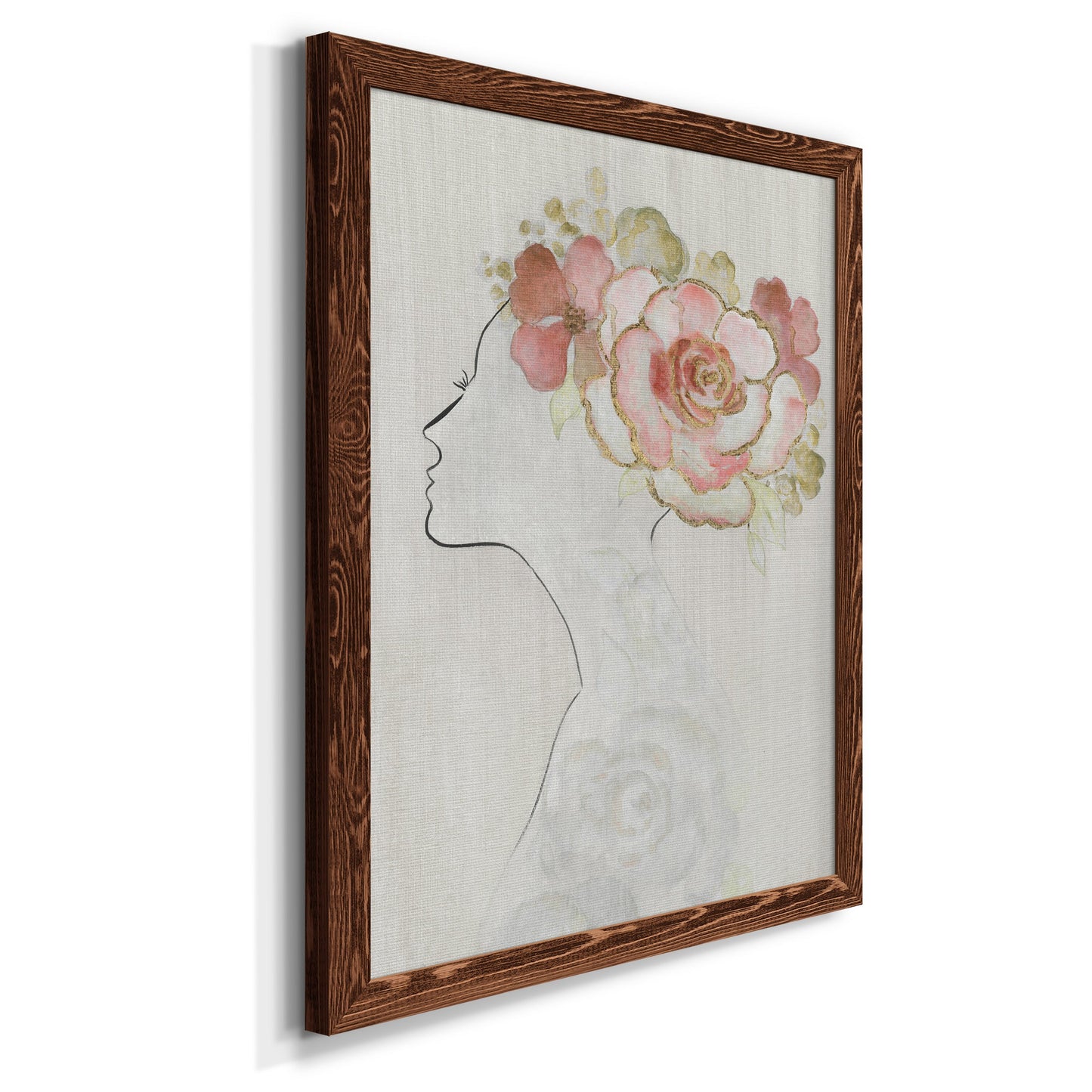 Fashion Floral Silhouette II - Barnwood Framed Canvas Print