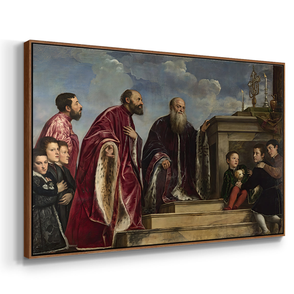 The Vendramin Family Venerating a Relic of the True Cross, c. 1540-1545 - Floater Framed Canvas Print