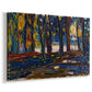 Canvas art print featuring an expressive scene emphasizing seasonal color and vertical forms, displayed at an angle