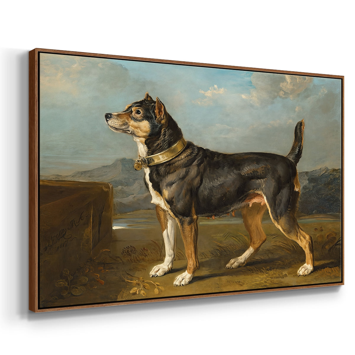 A Terrier in a Landscape, c. 1811 - Floater Framed Canvas Print