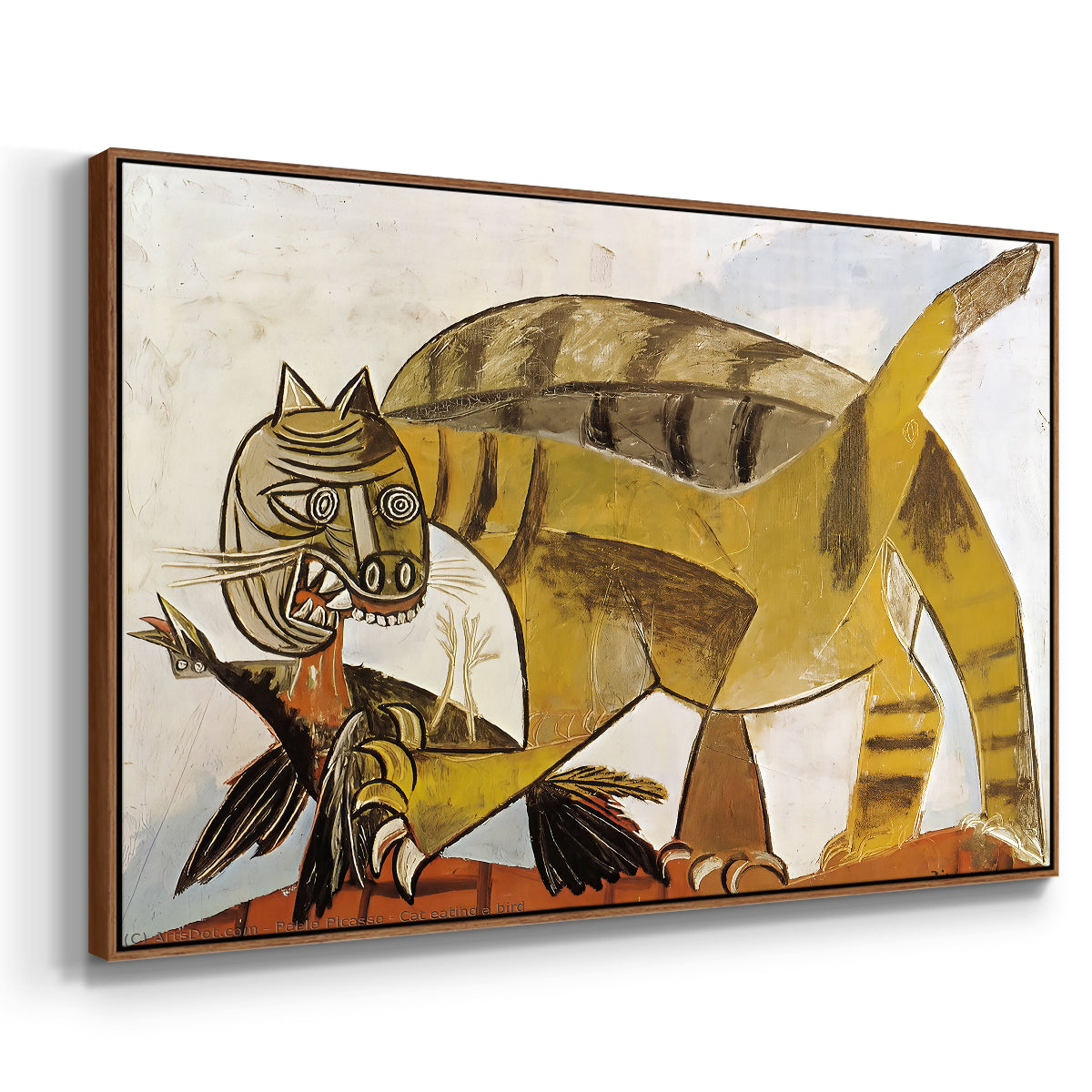 Cat Eating a Bird, 1939 - Floater Framed Canvas Print
