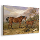 Canvas art print featuring a multiple horse portrait showing animals in open terrain, displayed at an angle