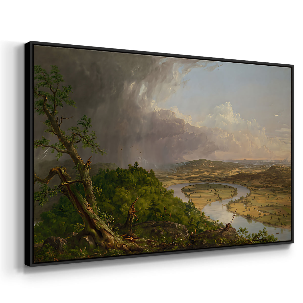 View from Mount Holyoke, Northampton, Massachusetts, after a Thunderstorm (Oxbow), 1836 - Floater Framed Canvas Print