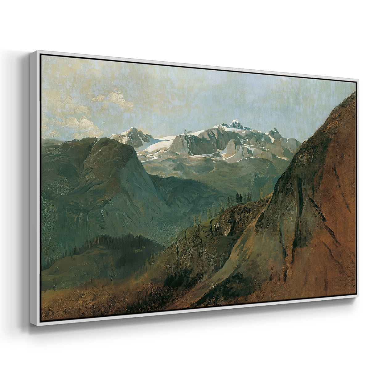 The Dachstein from the Plassen near Hallstatt, 1827 - Floater Framed Canvas Print