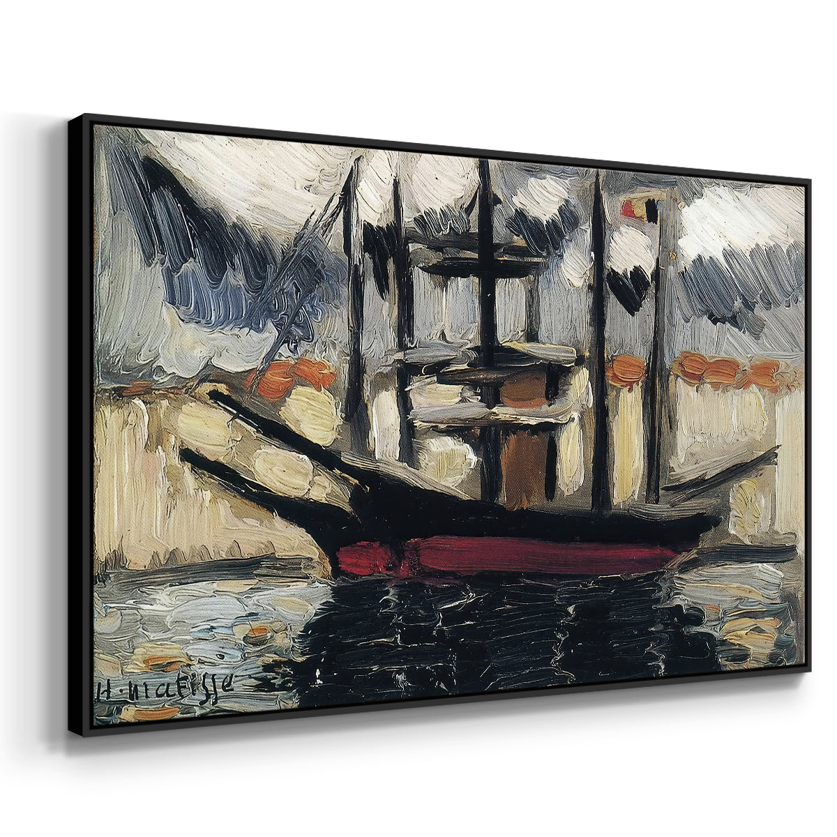 Two Boats Side by Side, Port of Marseilles, c. 1916 - Floater Framed Canvas Print