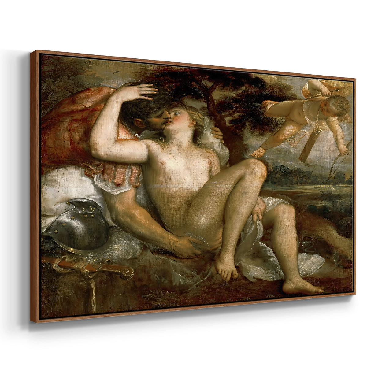 Mars, Venus and Cupid, c. 1530 - Floater Framed Canvas Print