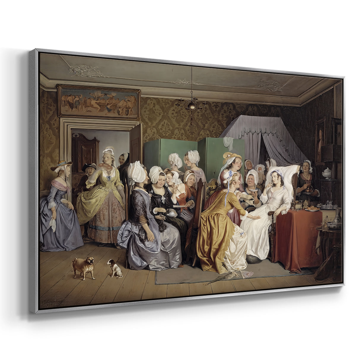 The Maternity Room (Scene from "Barselstuen"), 1845 - Floater Framed Canvas Print