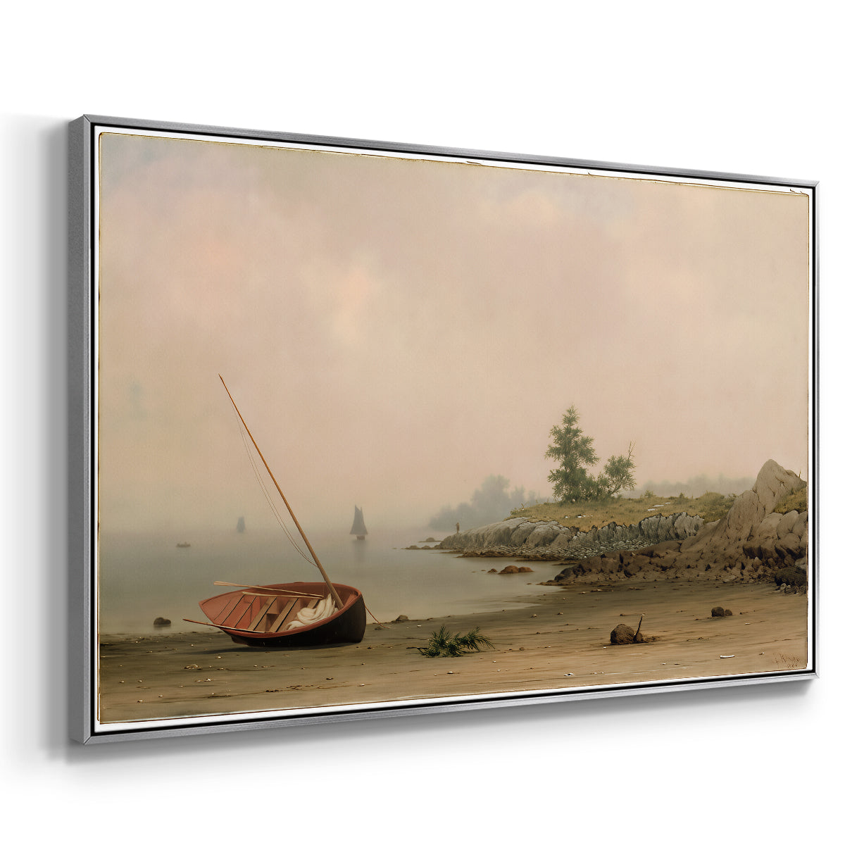 The Stranded Boat, 1863 - Floater Framed Canvas Print