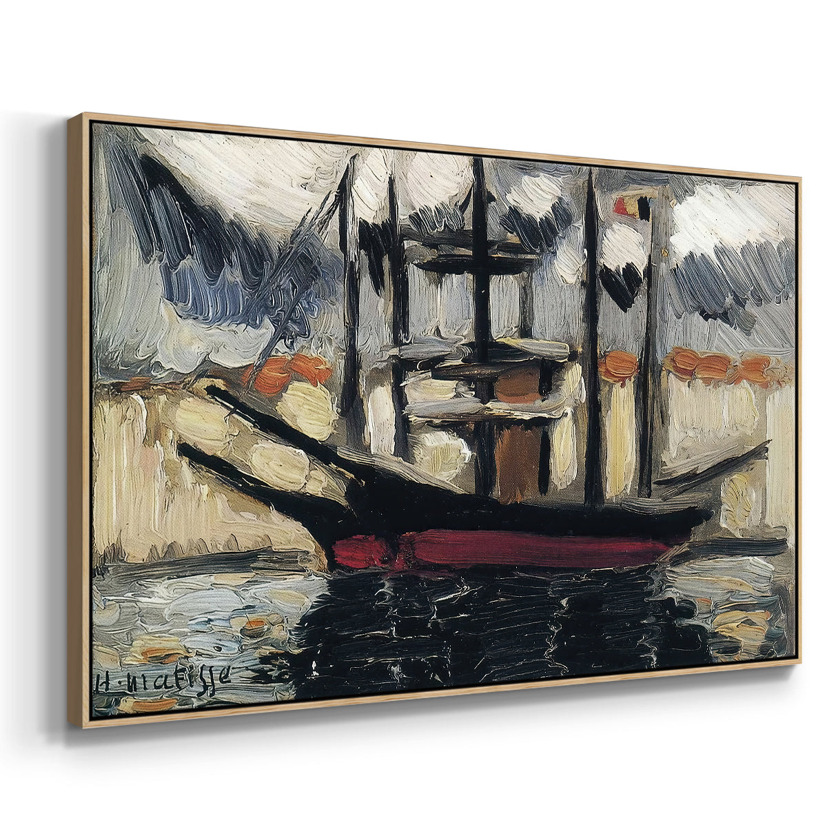 Two Boats Side by Side, Port of Marseilles, c. 1916 - Floater Framed Canvas Print