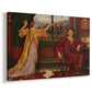 Canvas art print featuring a symbolic scene of figure enclosed within decorative surroundings, displayed at an angle