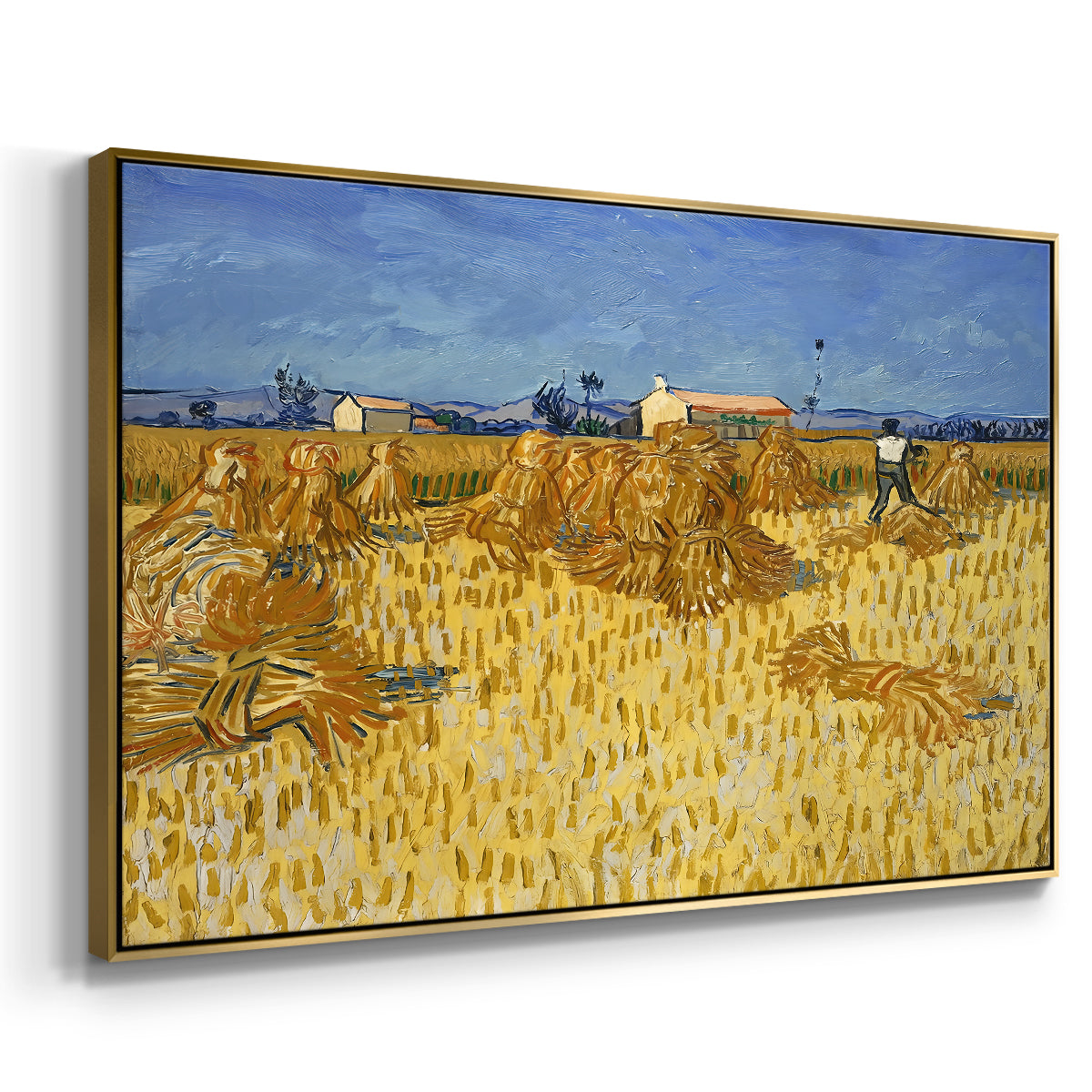 Wheat Field with Sheaves (Harvest in Provence), 1888 - Floater Framed Canvas Print