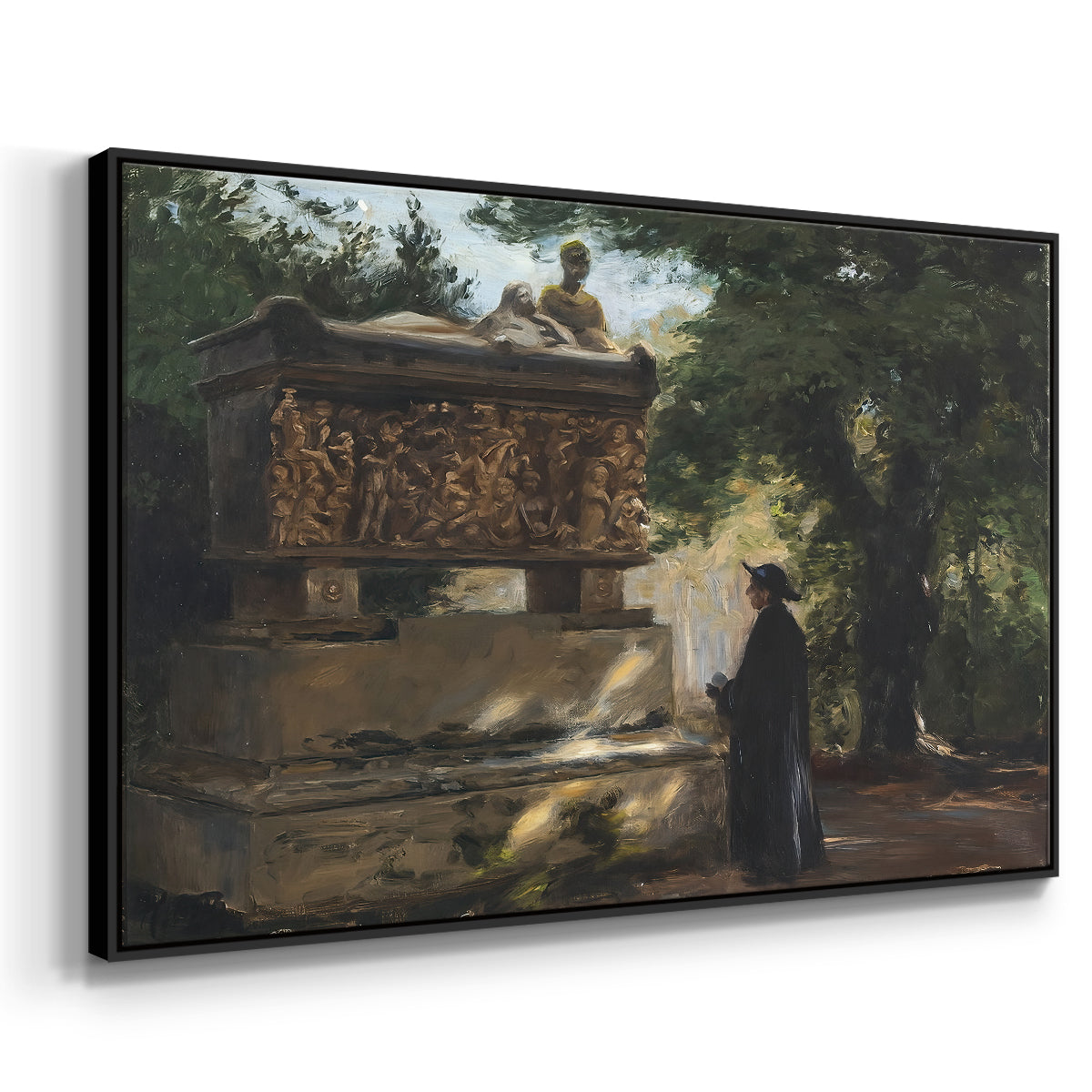 A Catholic Priest in Front of a Sarcophagus, c. 1857 - Floater Framed Canvas Print