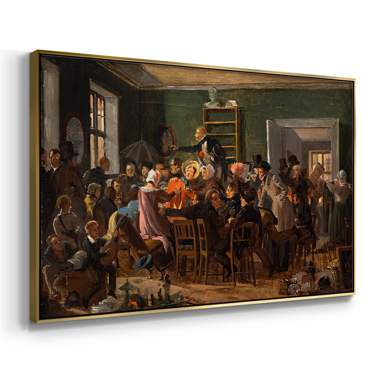 An Auction Scene, 1835 - Floater Framed Canvas Print