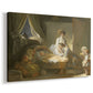 Canvas art print featuring a Rococo family scene with soft lighting and interaction, displayed at an angle