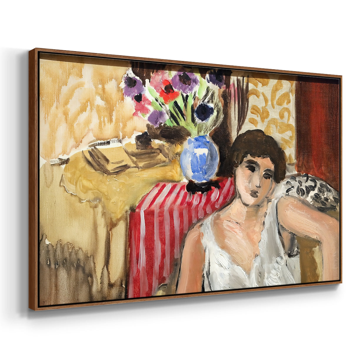 Woman Seated in an Armchair, c. 1920 - Floater Framed Canvas Print