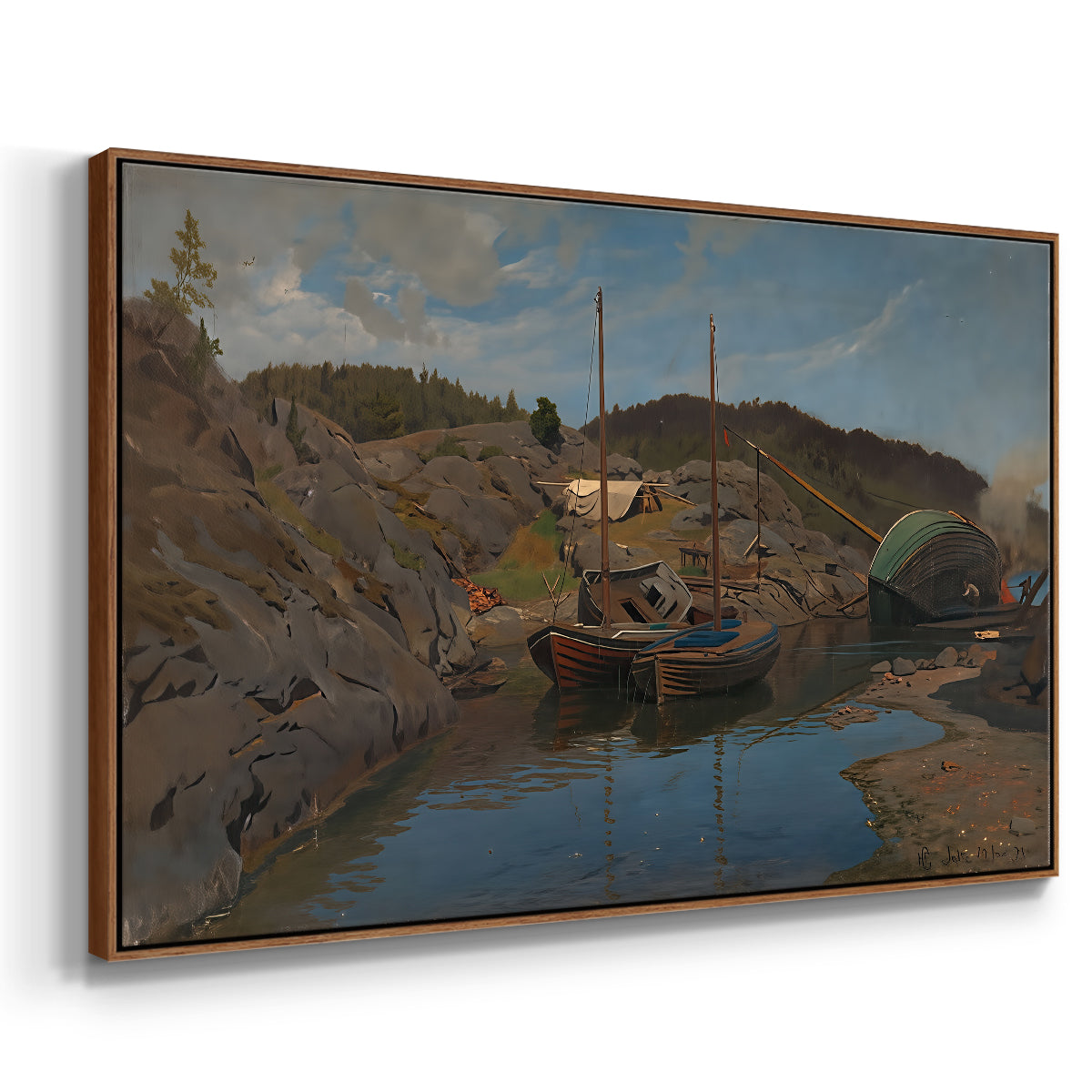 Pilotboats, 1875 - Floater Framed Canvas Print