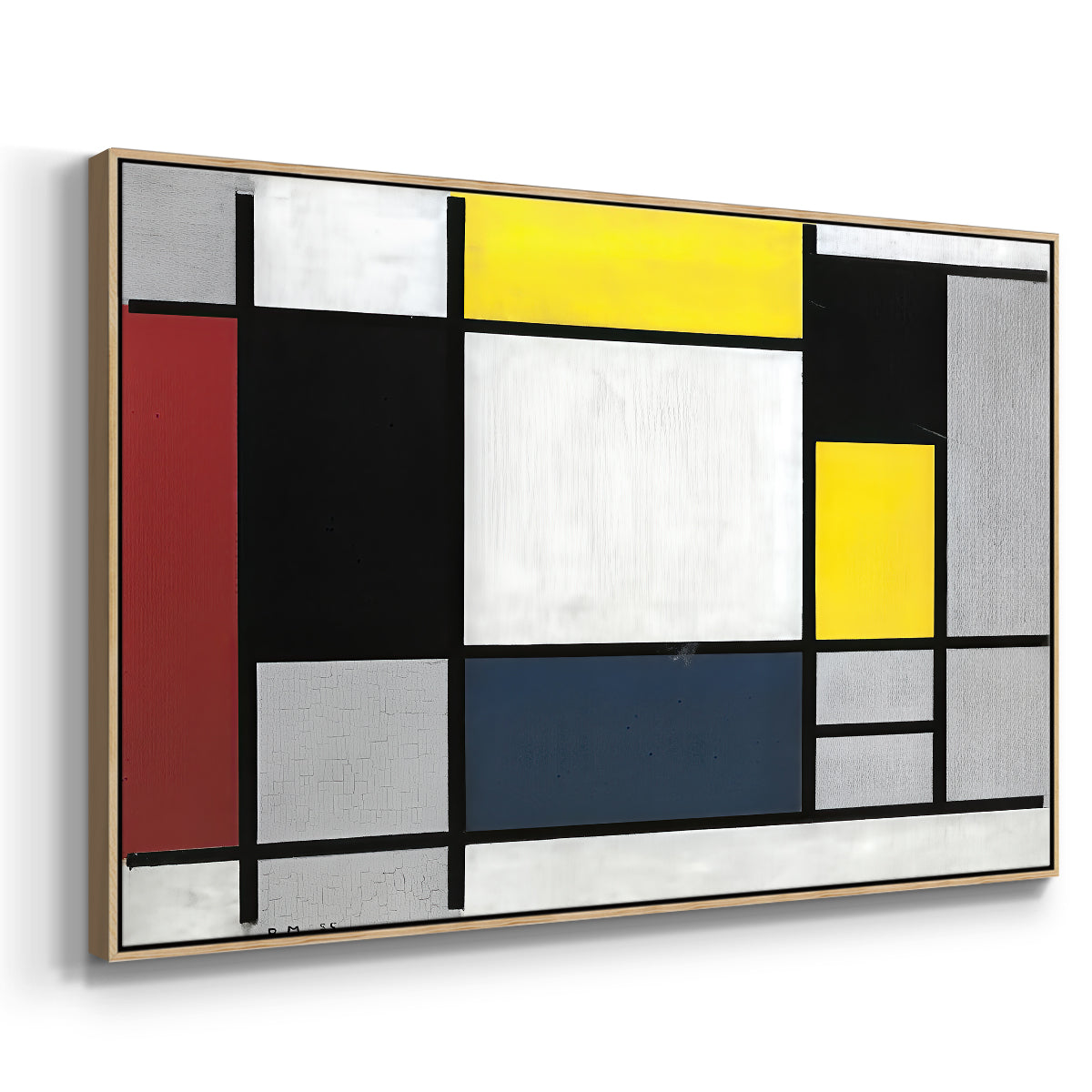 Composition with Yellow, Red, Black, Blue, and Gray, 1920 - Floater Framed Canvas Print