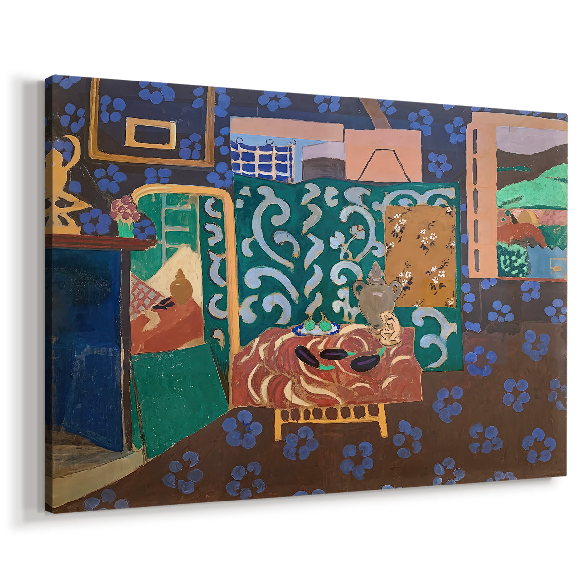 Canvas art print featuring a Fauvist still life set inside a decorative room, displayed at an angle