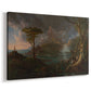 Canvas art print featuring an untamed wilderness scene with strong natural elements, displayed at an angle