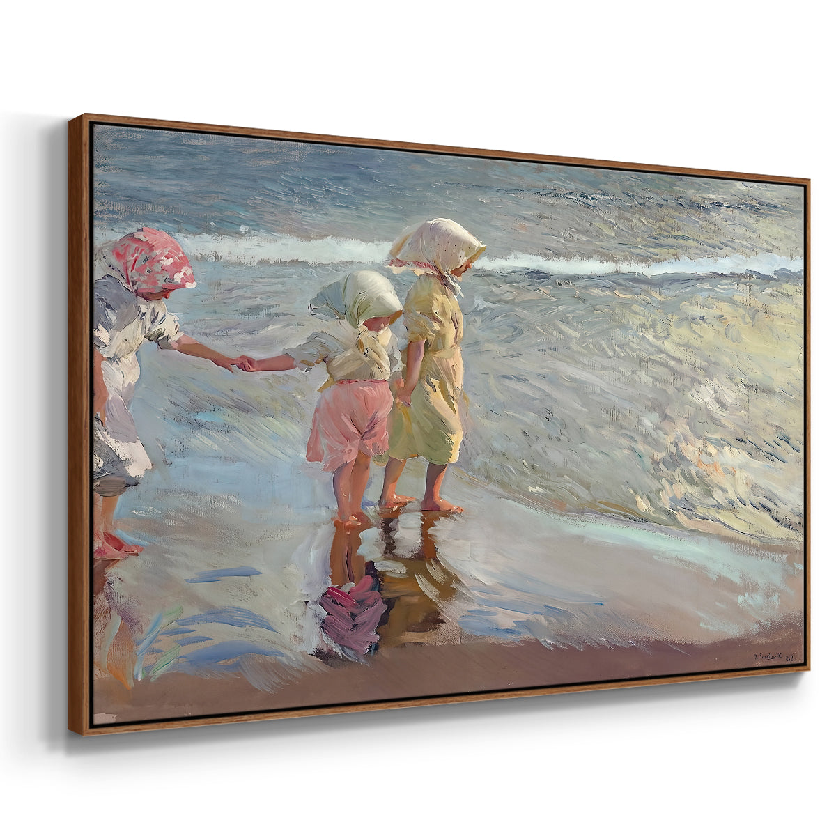 The Three Sisters on the Beach, 1908 - Floater Framed Canvas Print