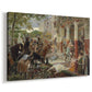 Canvas art print featuring a dramatic depiction of invasion with figures on horseback in motion, displayed at an angle