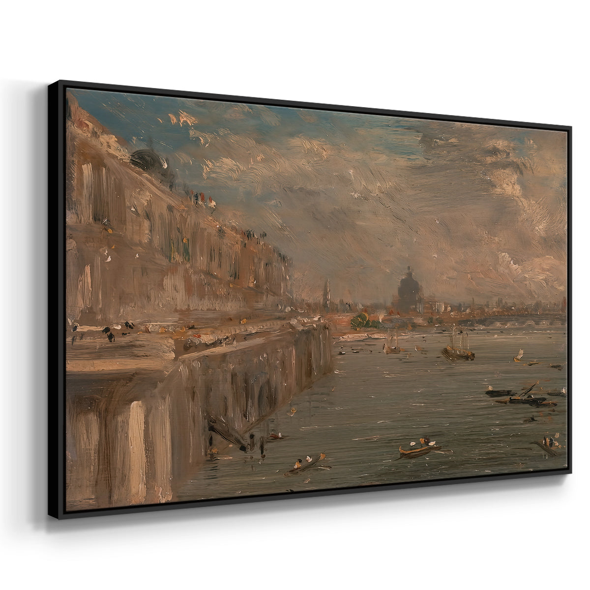 Somerset House Terrace from Waterloo Bridge, c. 1819 - Floater Framed Canvas Print