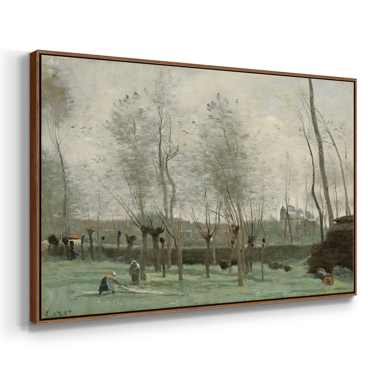 Washerwomen in a Willow Grove, c. 1871 - Floater Framed Canvas Print