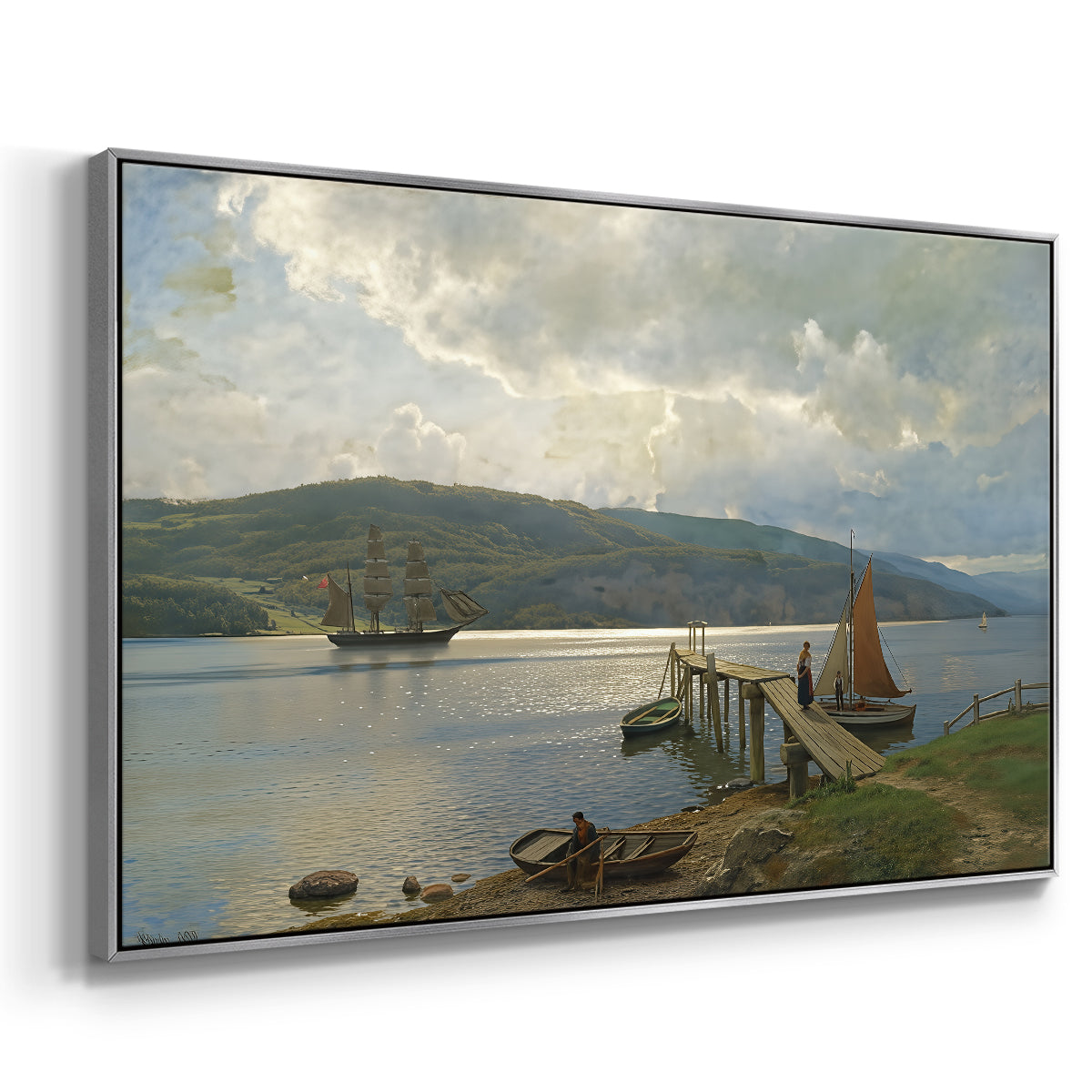 The Jetty at Feste near Moss, 1898 - Floater Framed Canvas Print