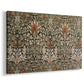 Canvas art print featuring a decorative textile with stylized flowers arranged in vertical rhythm, displayed at an angle