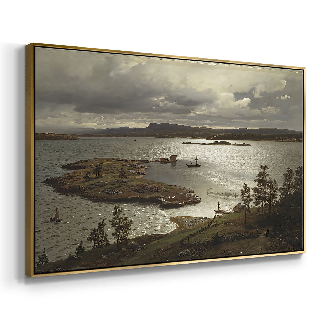 The Fjord at Sandviken (Sandviksfjorden), 1879 - Floater Framed Canvas Print