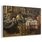 Canvas art print featuring a domestic dining scene with figures gathered indoors, displayed at an angle