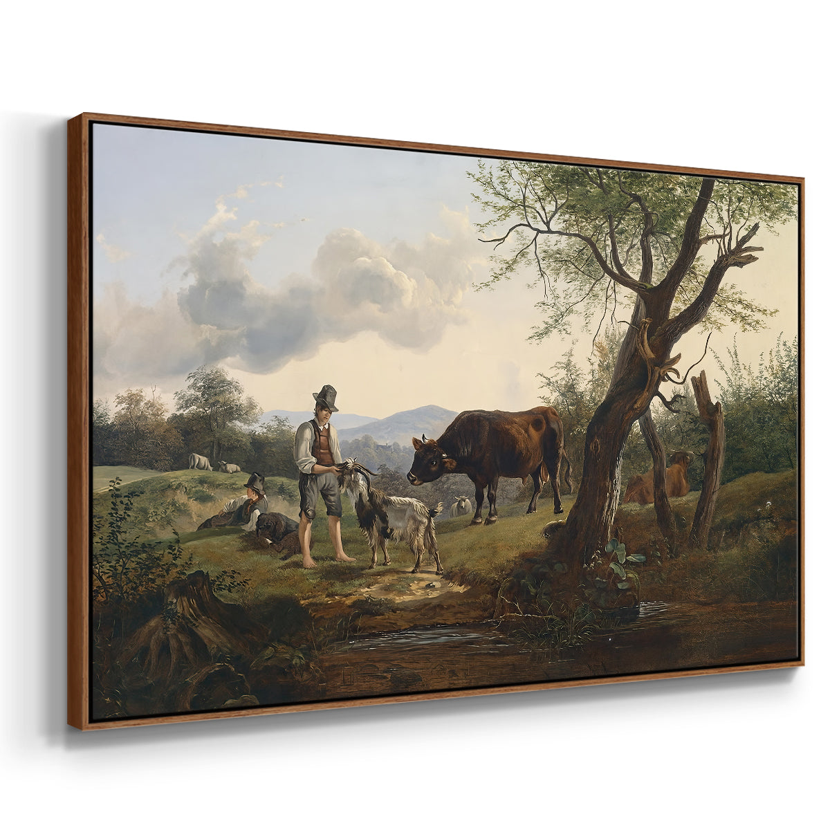 Shepherd with Billy Goat, c. 1830 - Floater Framed Canvas Print