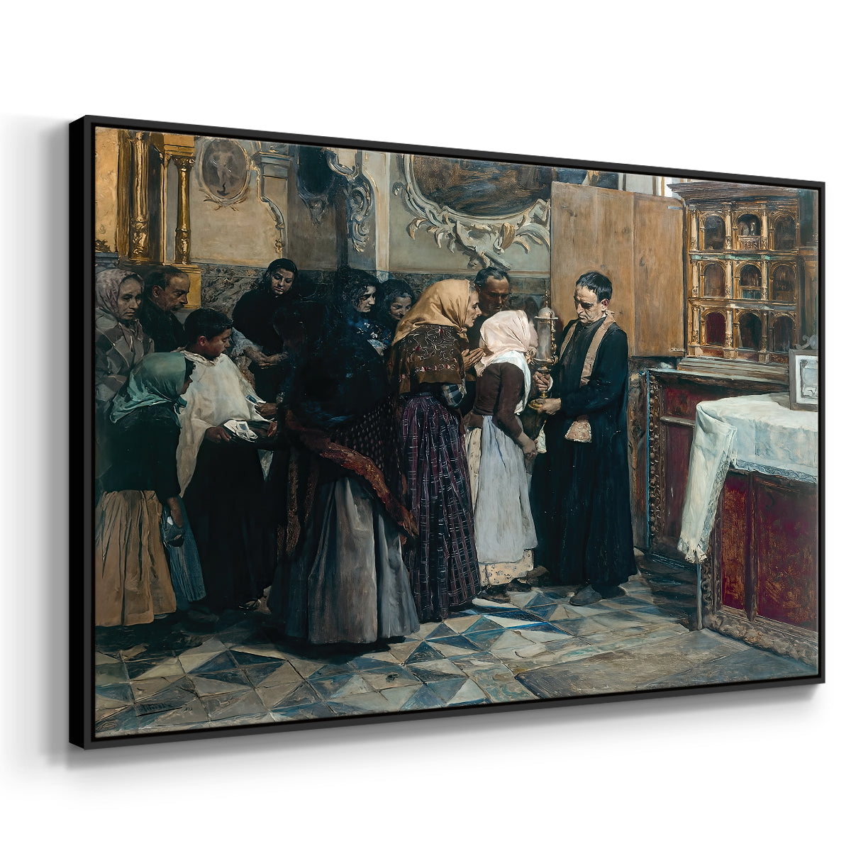 Kissing the Relic, 1893 - Floater Framed Canvas Print