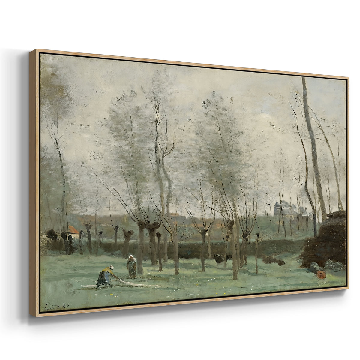 Washerwomen in a Willow Grove, c. 1871 - Floater Framed Canvas Print