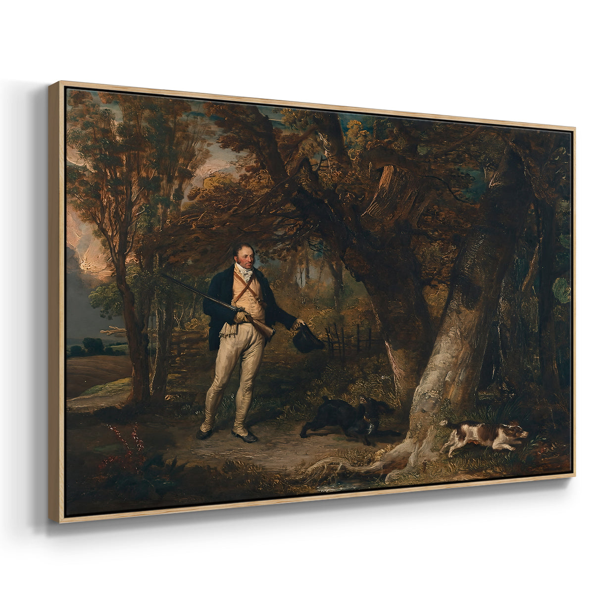 The Reverend Thomas Levett and Favourite Dogs, Cock-Shooting, 1811 - Floater Framed Canvas Print