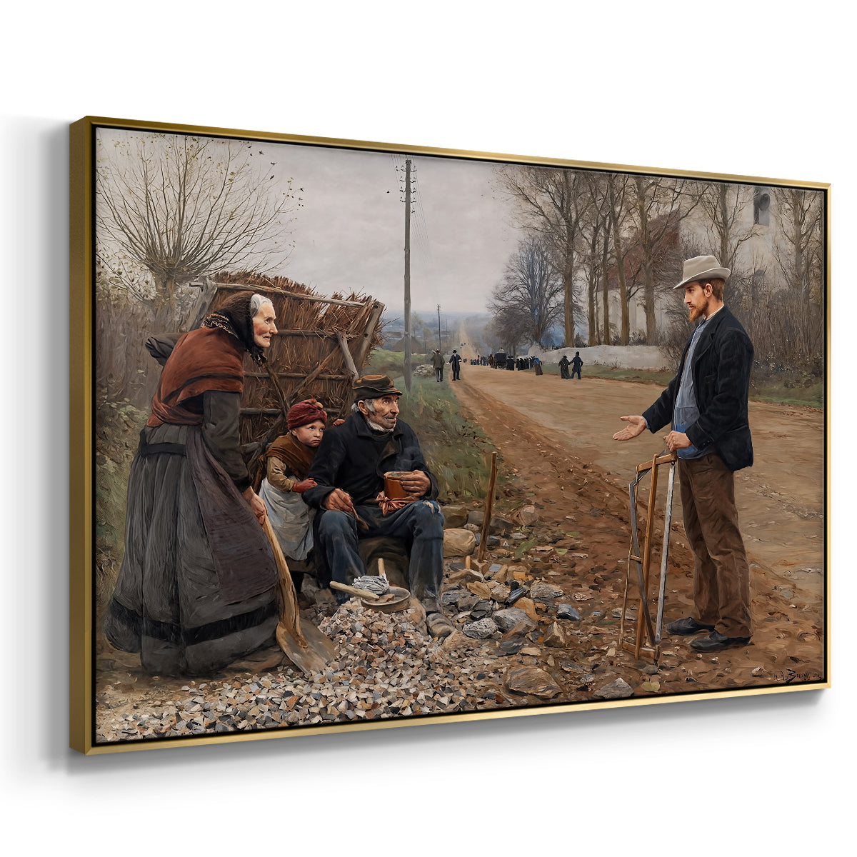 People by a Road, 1893 - Floater Framed Canvas Print