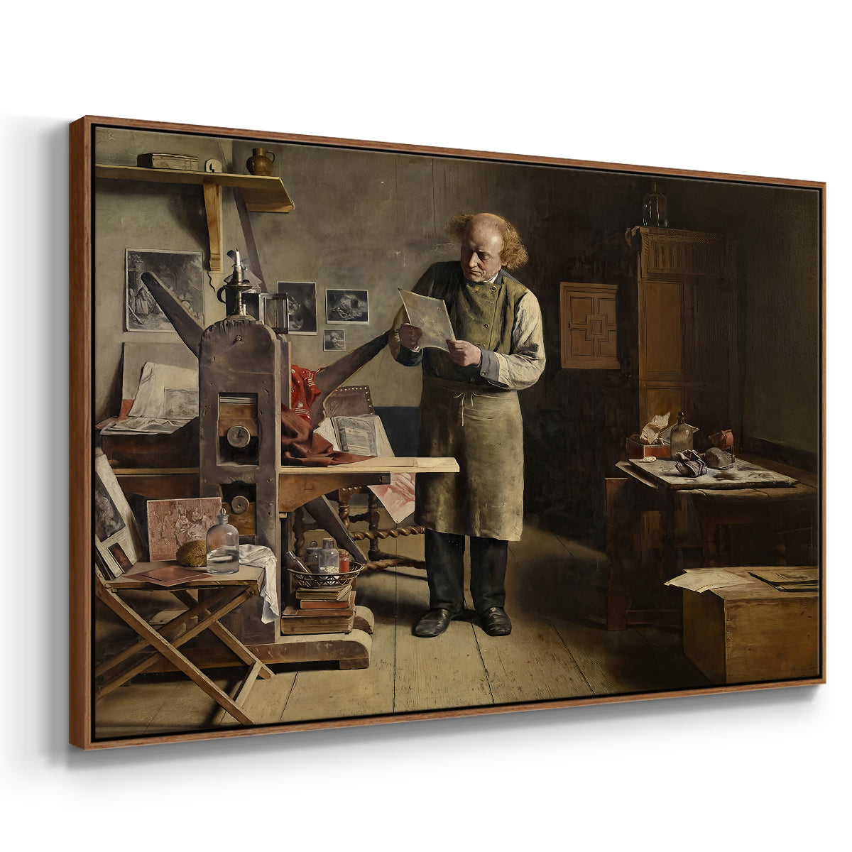 The Plate Printer, 1875 - Floater Framed Canvas Print