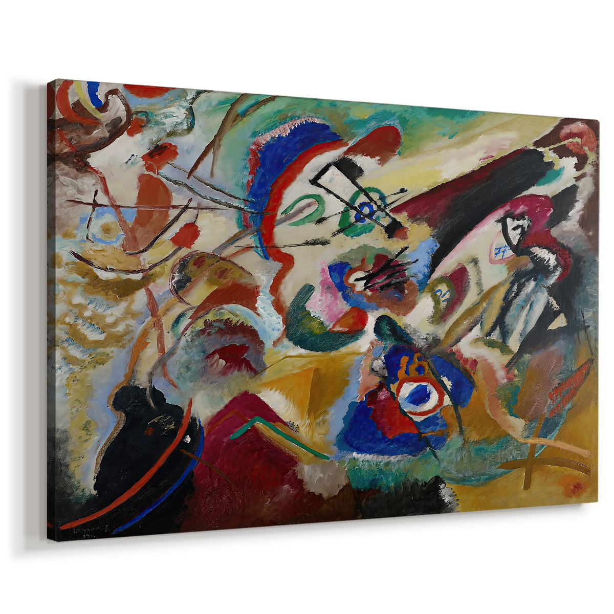 Canvas art print featuring an expressive partial composition emphasizing structure and movement, displayed at an angle
