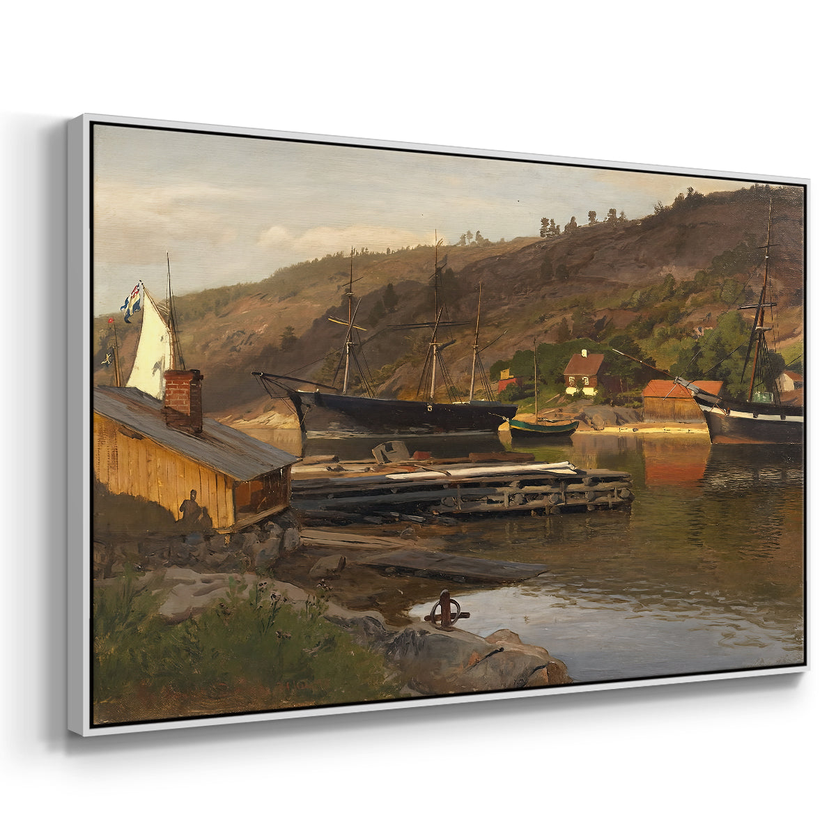 Landingsbrygge Husvik, Drøbak, 1875 - Floater Framed Canvas Print