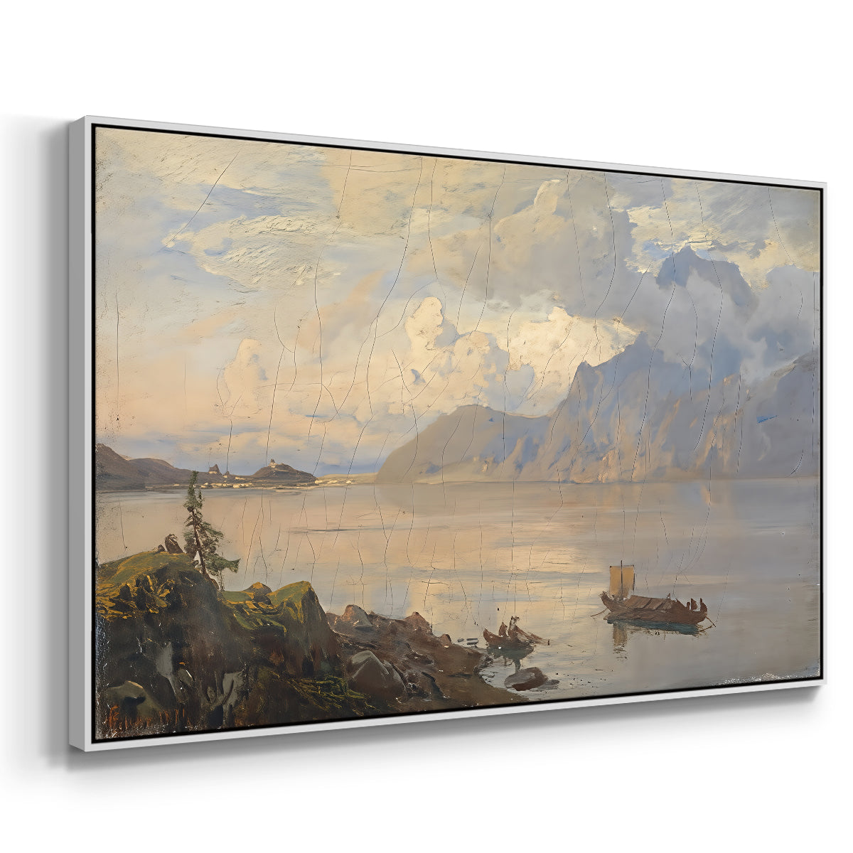 Traunsee, 1871 - Floater Framed Canvas Print