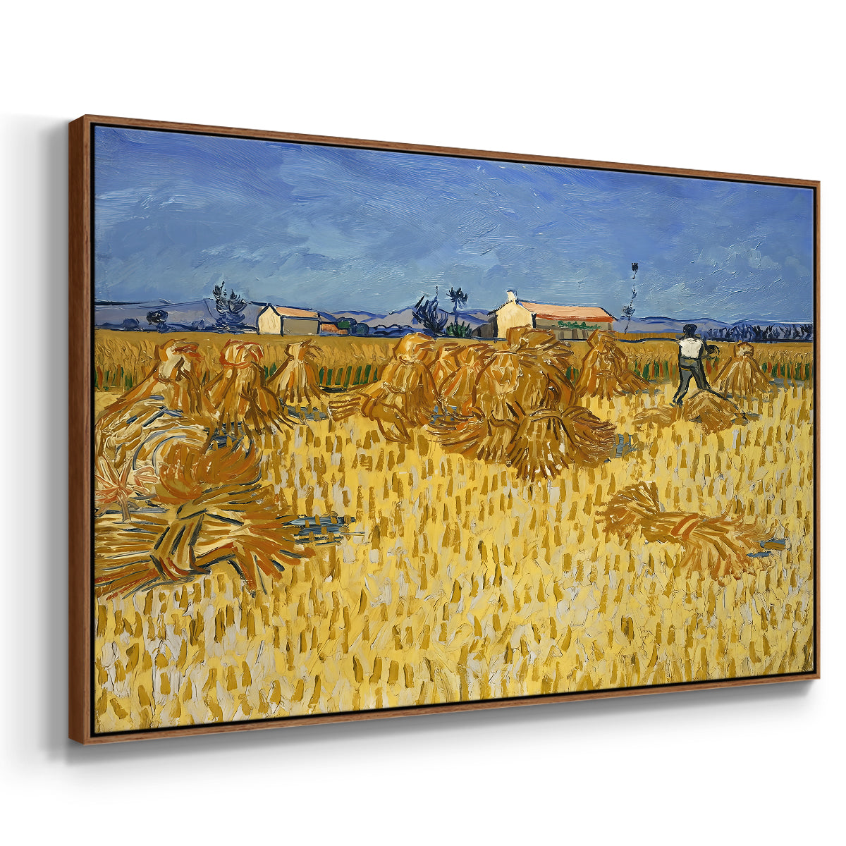 Wheat Field with Sheaves (Harvest in Provence), 1888 - Floater Framed Canvas Print