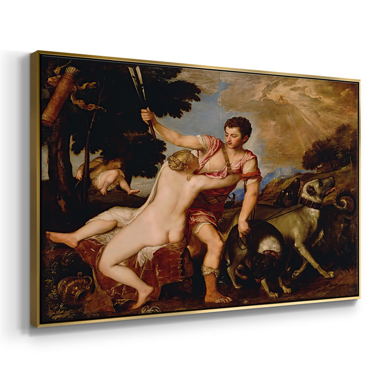 Venus and Adonis, 1554 - Floater Framed Canvas Print