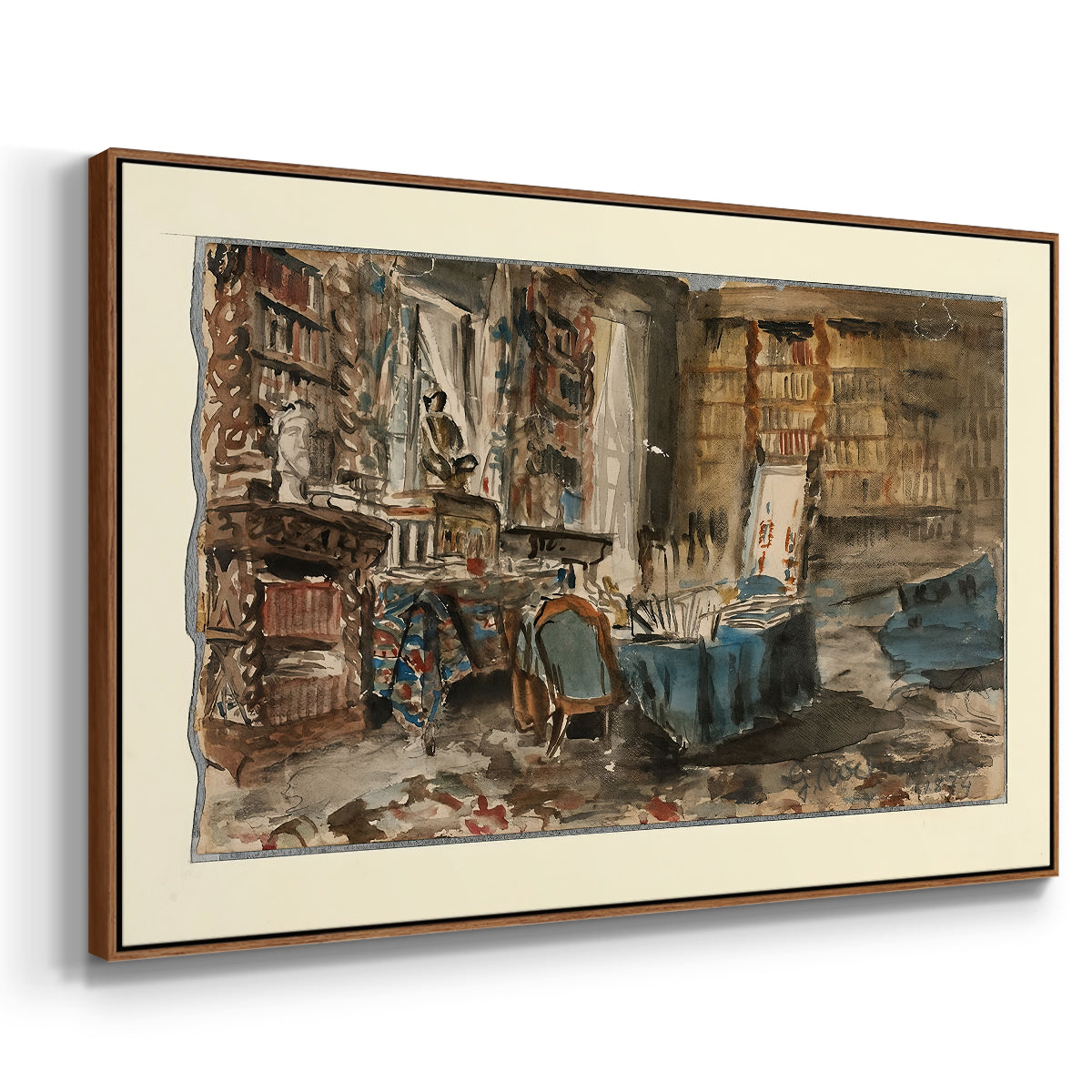 Cabinet de Flaubert à Croisset, 1874 - Floater Framed Canvas Print