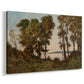 Canvas art print featuring a pastoral river scene with foliage along shoreline, displayed at an angle