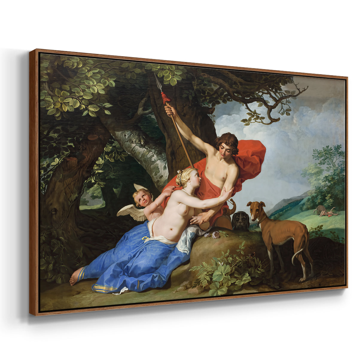 Venus and Adonis, 1632 - Floater Framed Canvas Print
